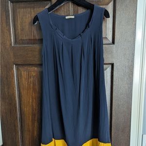 Women's Odette Silk Navy & Yellow Top Size M